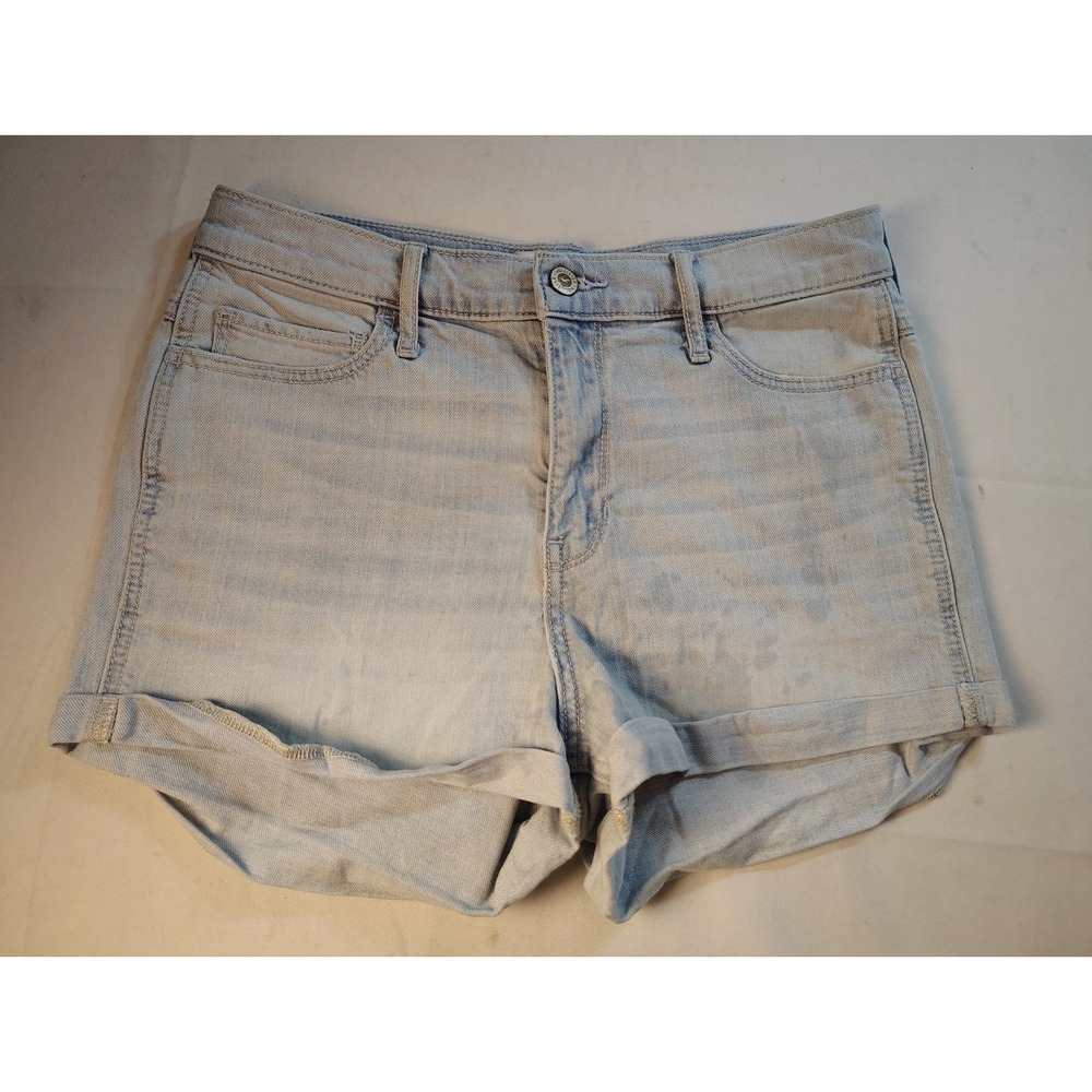 Hollister Women's Size 7 Light Wash Cuffed Denim Shorts Stretch Cas Beach Boho